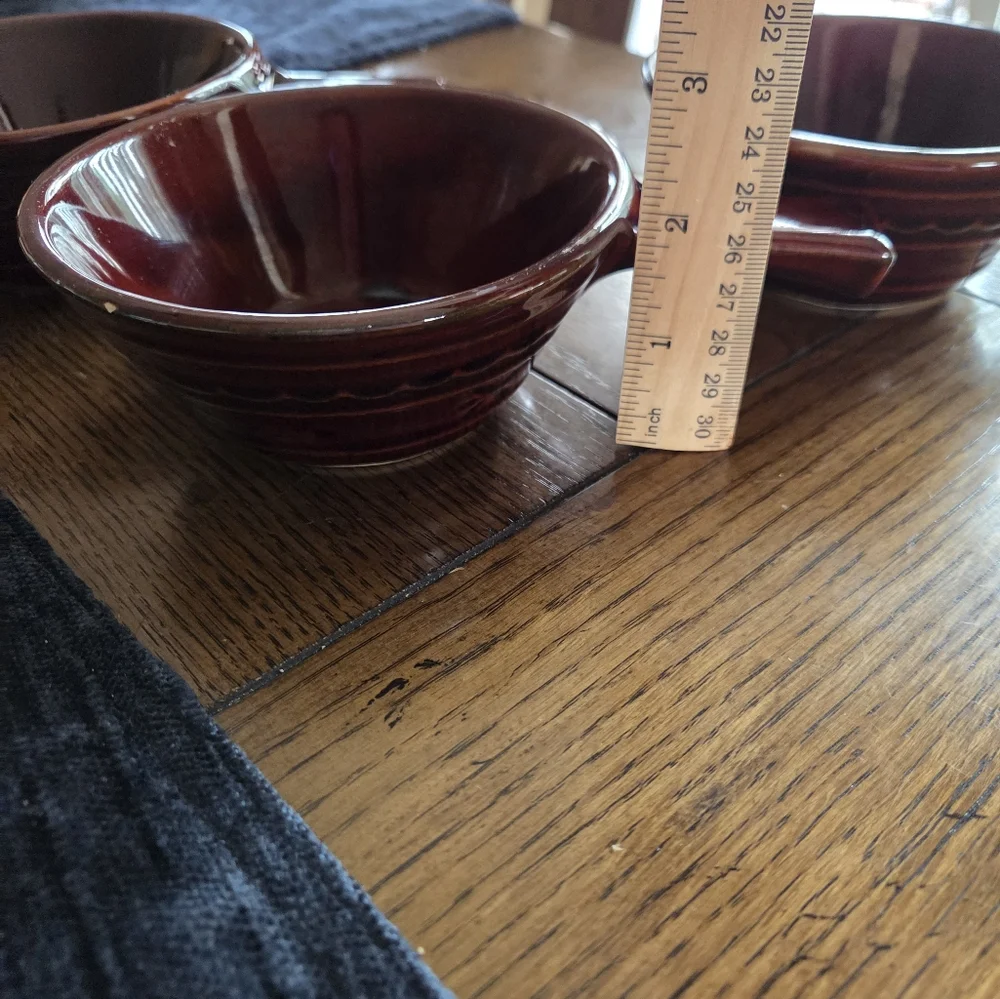 Mid Century Marcrest Daisy Dot Handled Soup Bowls